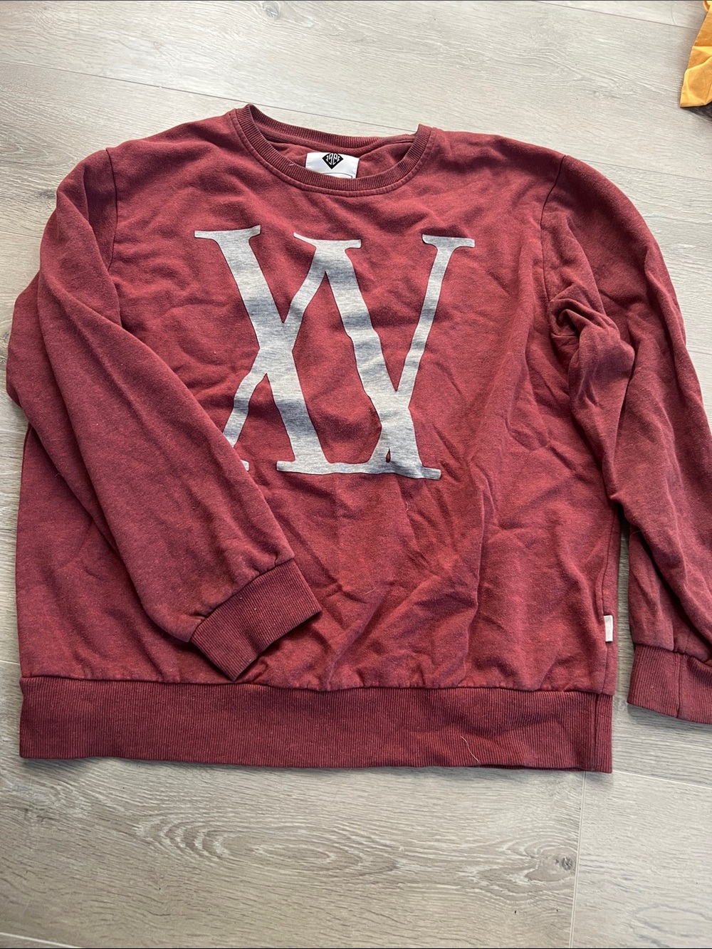 Cotton On Men's Maroon Crewneck with Silver 'XV' Graphic